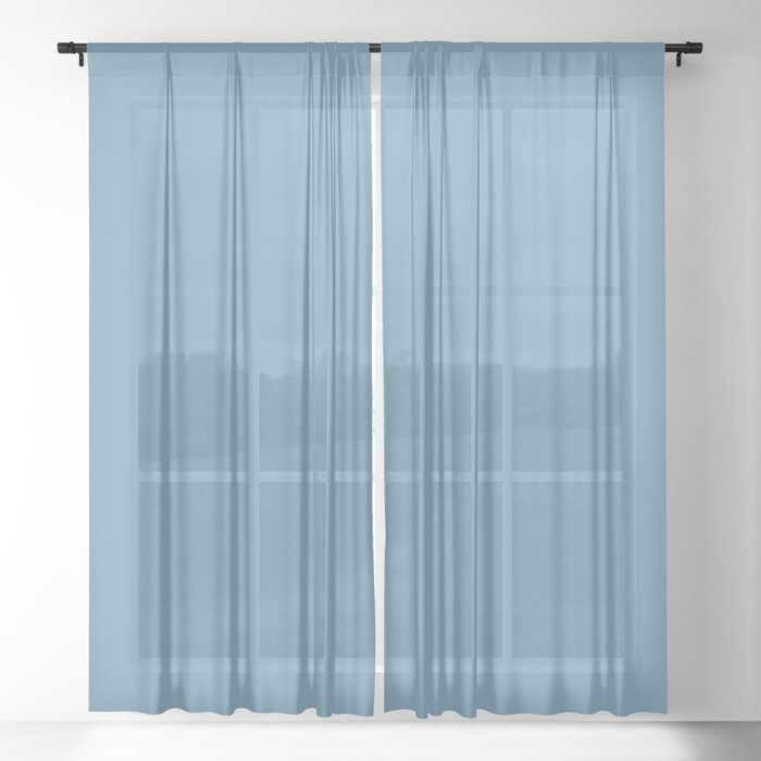 Medium Blue Solid Color Pairs 2023 Trending Hue Dutch Boy Superhero 237-6DB Sheer Curtains