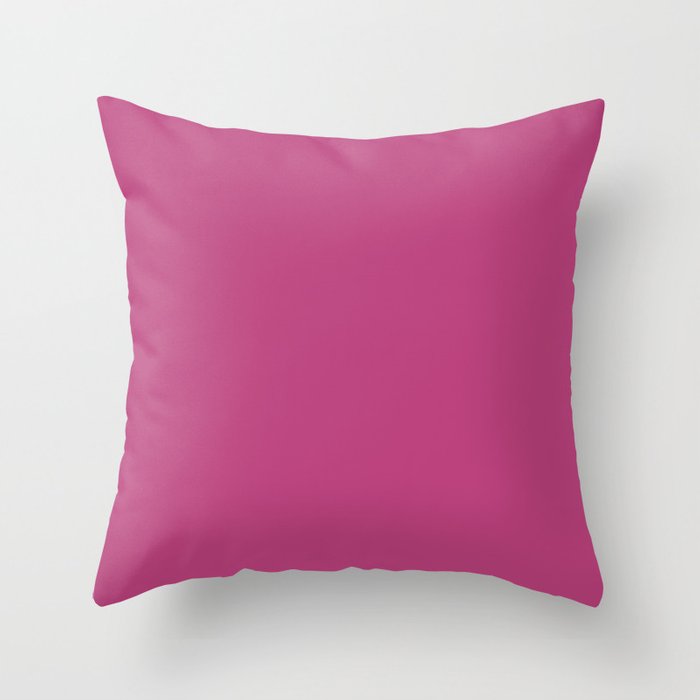 Medium Magenta Pink Purple Solid Color Pairs 2023 Trending Hue Dunn-Edwards Razzle Dazzle DE5027  - Live in Joy Collection Throw Pillow