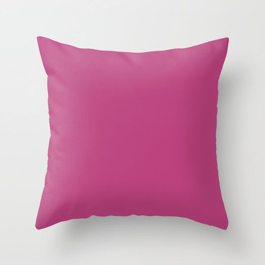 Medium Magenta Pink Purple Solid Color Pairs 2023 Trending Hue Dunn-Edwards Razzle Dazzle DE5027  - Live in Joy Collection Throw Pillow