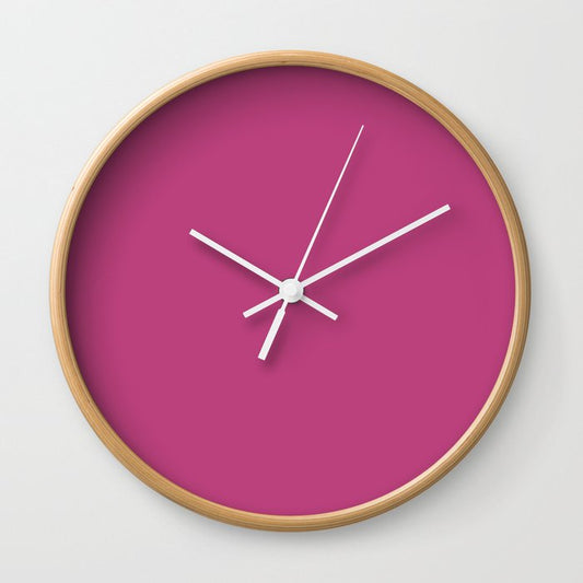 Medium Magenta Pink Purple Solid Color Pairs 2023 Trending Hue Dunn-Edwards Razzle Dazzle DE5027  - Live in Joy Collection Wall Clock