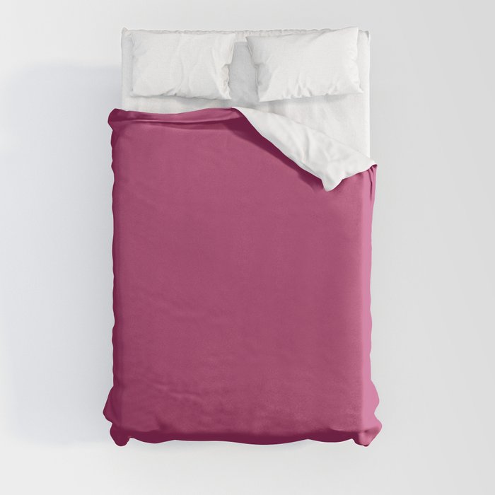Medium Magenta Solid Color Pairs 2023 Trending Hue Dunn-Edwards Fiery Fuchsia DEA101 - Liberated Nomads Collection Duvet