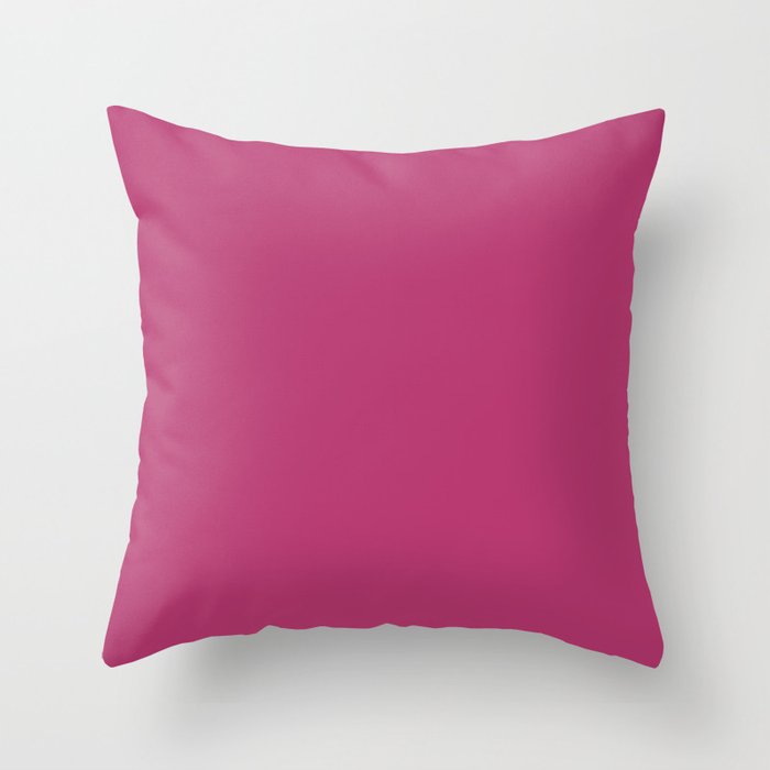 Medium Magenta Solid Color Pairs 2023 Trending Hue Dunn-Edwards Fiery Fuchsia DEA101 - Liberated Nomads Collection Throw Pillow