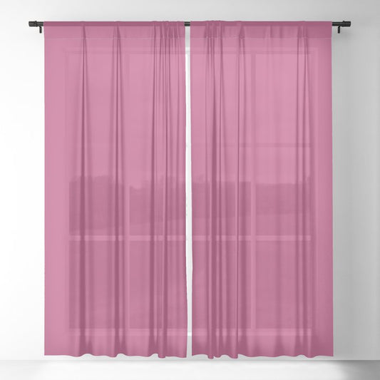 Medium Magenta Solid Color Pairs 2023 Trending Hue Dunn-Edwards Fiery Fuchsia DEA101 - Liberated Nomads Collection Sheer Curtains