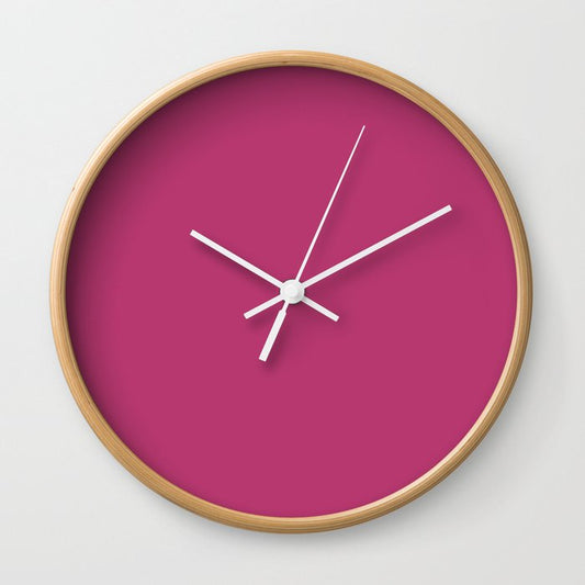 Medium Magenta Solid Color Pairs 2023 Trending Hue Dunn-Edwards Fiery Fuchsia DEA101 - Liberated Nomads Collection Wall Clock