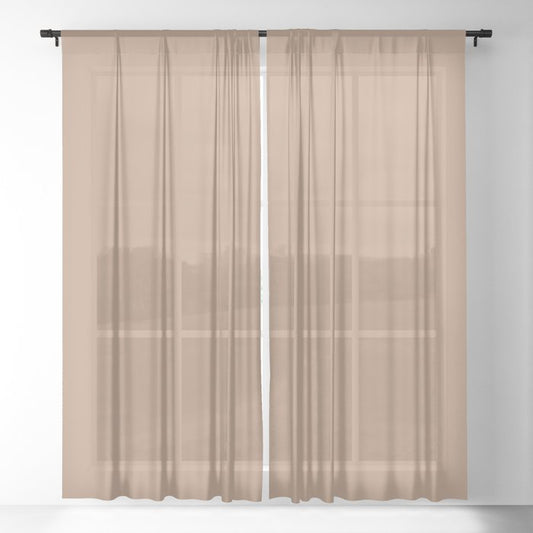 Medium Orange-Brown Solid Color Pairs PPG Cool Clay PPG1071-5 - All One Single Shade Hue Colour Sheer Curtain
