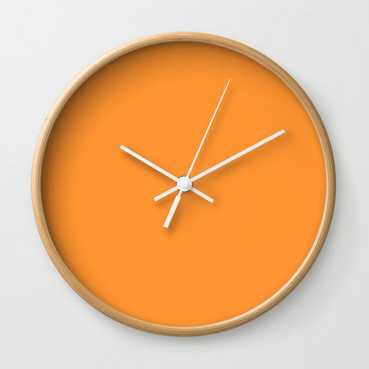 Medium Orange Solid Color Pairs 2023 Trending Hue Dunn-Edwards Energy Orange DE5223 - Live in Joy Collection Wall Clock