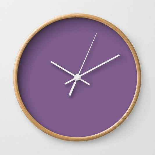 Medium Purple Solid Color Pairs 2023 Trending Hue Dunn-Edwards Plum Power DE5985 - Live in Joy Collection Wall Clock