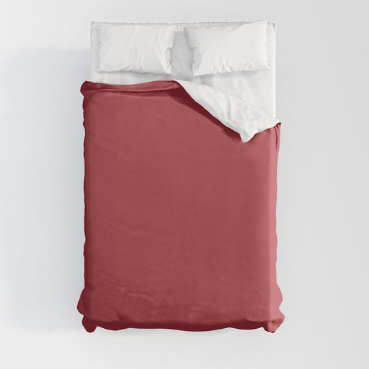 Medium Red Solid Color Pairs 2023 Trending Hue Dunn-Edwards Red-y for Fun DEFD14 - Liberated Nomads Collection Duvet