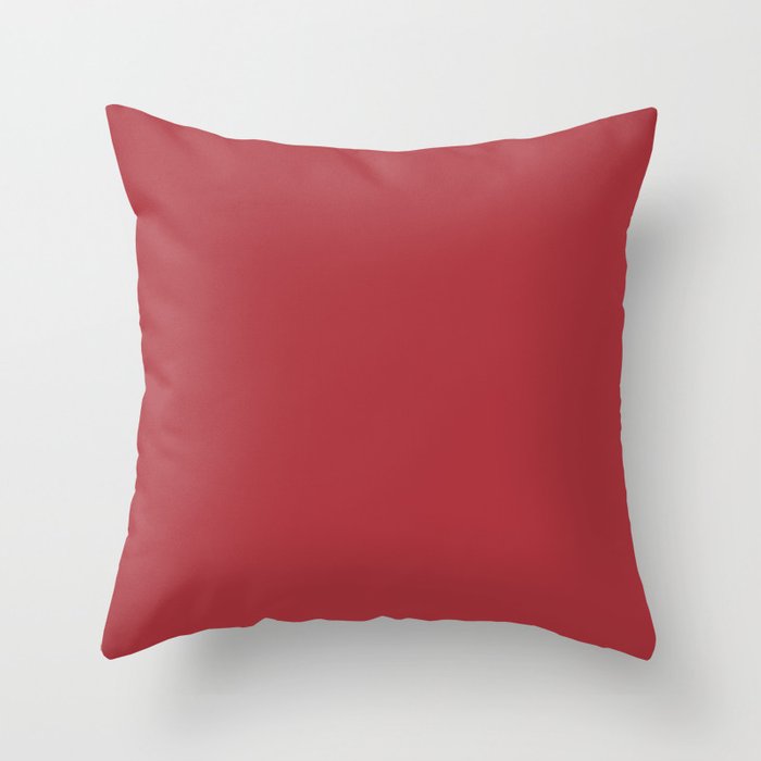 Medium Red Solid Color Pairs 2023 Trending Hue Dunn-Edwards Red-y for Fun DEFD14 - Liberated Nomads Collection Throw Pillow