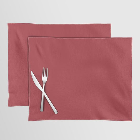Medium Red Solid Color Pairs 2023 Trending Hue Dunn-Edwards Red-y for Fun DEFD14 - Liberated Nomads Collection Placemat Sets