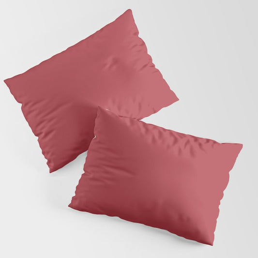 Medium Red Solid Color Pairs 2023 Trending Hue Dunn-Edwards Red-y for Fun DEFD14 - Liberated Nomads Collection Pillow Sham Sets