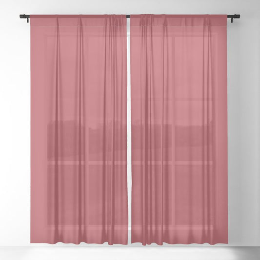 Medium Red Solid Color Pairs 2023 Trending Hue Dunn-Edwards Red-y for Fun DEFD14 - Liberated Nomads Collection Sheer Curtains