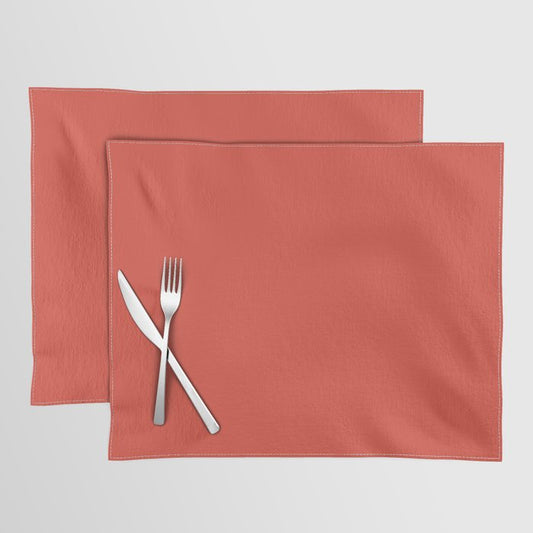 Medium Red Solid Color Pairs 2023 Trending Hue Dunn-Edwards Vermilion DEFD22 - Live in Joy Collection Placemat Sets