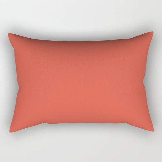 Medium Red Solid Color Pairs 2023 Trending Hue Dunn-Edwards Vermilion DEFD22 - Live in Joy Collection Rectangle Pillow