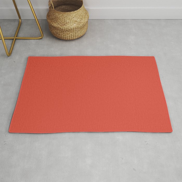 Medium Red Solid Color Pairs 2023 Trending Hue Dunn-Edwards Vermilion DEFD22 - Live in Joy Collection Throw & Area Rugs