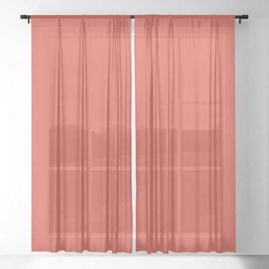 Medium Red Solid Color Pairs 2023 Trending Hue Dunn-Edwards Vermilion DEFD22 - Live in Joy Collection Sheer Curtains