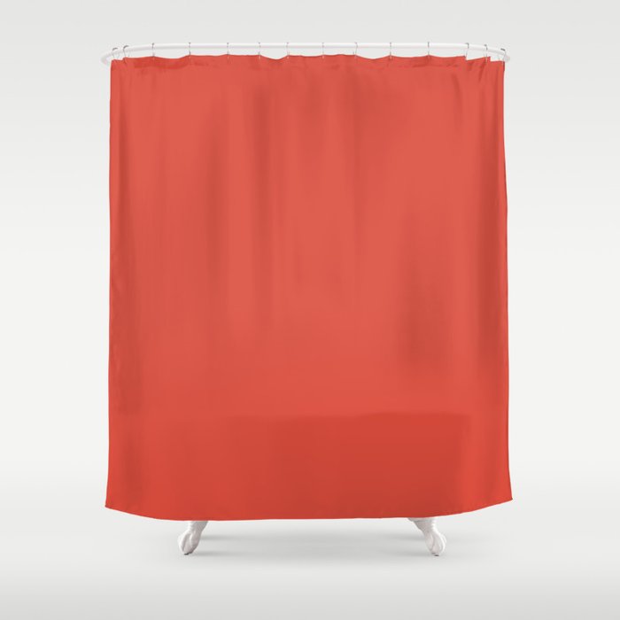 Medium Red Solid Color Pairs 2023 Trending Hue Dunn-Edwards Vermilion DEFD22 - Live in Joy Collection Shower Curtain