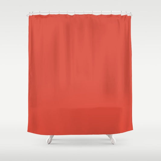 Medium Red Solid Color Pairs 2023 Trending Hue Dunn-Edwards Vermilion DEFD22 - Live in Joy Collection Shower Curtain