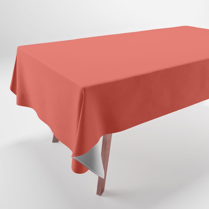 Medium Red Solid Color Pairs 2023 Trending Hue Dunn-Edwards Vermilion DEFD22 - Live in Joy Collection Tablecloth