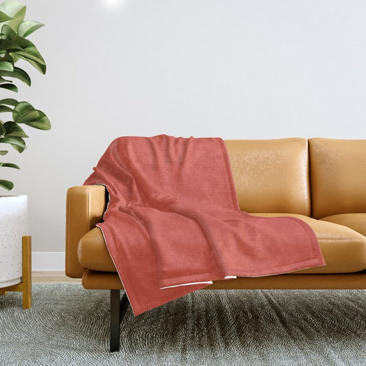 Medium Red Solid Color Pairs 2023 Trending Hue Dunn-Edwards Vermilion DEFD22 - Live in Joy Collection Throw Blanket