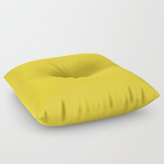 Medium Yellow Solid Color Pairs 2023 Trending Hue Dunn-Edwards Lemon Punch DE5398 - Live in Joy Collection Floor Pillow