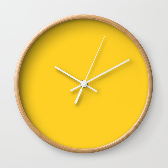 Medium Yellow Solid Color Pairs 2023 Trending Hue Dunn-Edwards Lemon Punch DE5398 - Live in Joy Collection Wall Clock