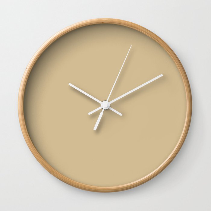Mid-tone Beige Solid Color Pairs Dulux 2023 Trending Shade Beaten Track S15E3 Wall Clock