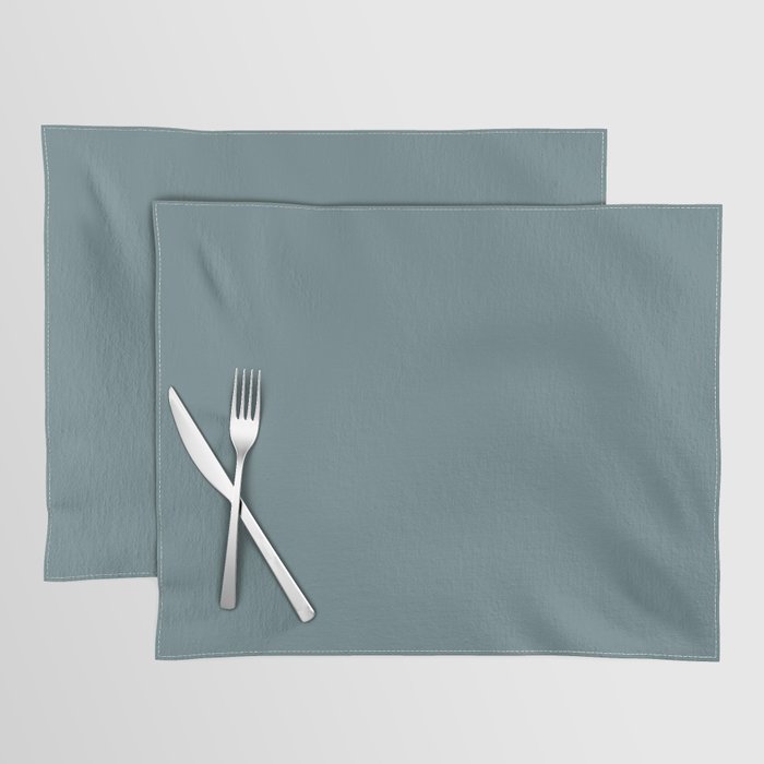 Mid-tone Blue Gray Solid Color Dunn & Edwards 2023 Trending Color Thundercloud DE5774 Life in Poetry Collection Placemat Sets