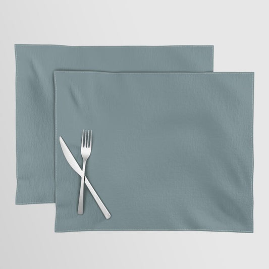 Mid-tone Blue Gray Solid Color Dunn & Edwards 2023 Trending Color Thundercloud DE5774 Life in Poetry Collection Placemat Sets