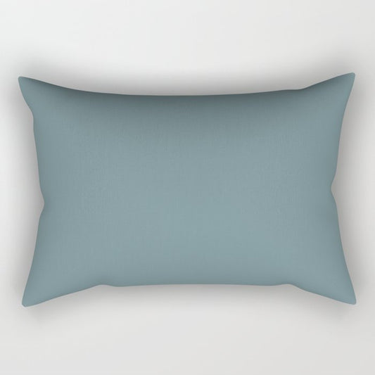 Mid-tone Blue Gray Solid Color Dunn & Edwards 2023 Trending Color Thundercloud DE5774 Life in Poetry Collection Rectangle Pillow