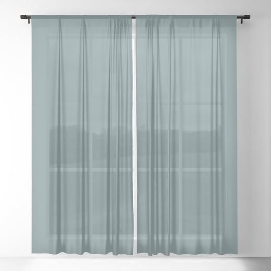 Mid-tone Blue Gray Solid Color Dunn & Edwards 2023 Trending Color Thundercloud DE5774 Life in Poetry Collection Sheer Curtains