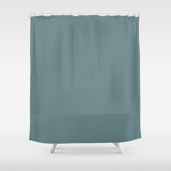 Mid-tone Blue Gray Solid Color Dunn & Edwards 2023 Trending Color Thundercloud DE5774 Life in Poetry Collection Shower Curtain