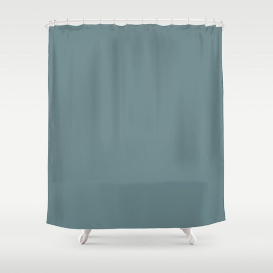 Mid-tone Blue Gray Solid Color Dunn & Edwards 2023 Trending Color Thundercloud DE5774 Life in Poetry Collection Shower Curtain