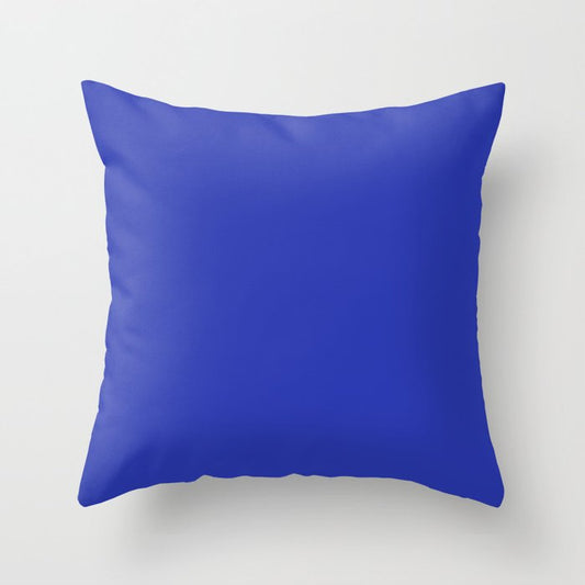Mid-tone Blue Solid Color Pairs 2023 Trending Hue Dunn-Edwards Kinetic Energy DEFD49 - Live in Joy Collection Throw Pillow