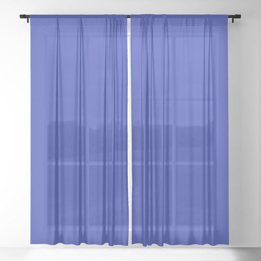 Mid-tone Blue Solid Color Pairs 2023 Trending Hue Dunn-Edwards Kinetic Energy DEFD49 - Live in Joy Collection Sheer Curtains