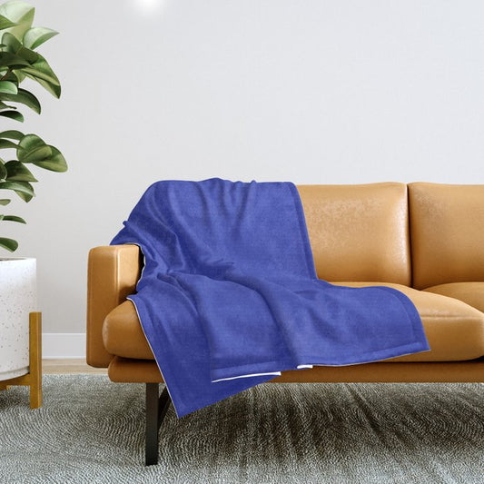 Mid-tone Blue Solid Color Pairs 2023 Trending Hue Dunn-Edwards Kinetic Energy DEFD49 - Live in Joy Collection Throw Blanket