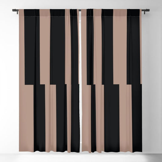 Mid-tone Brown Black Abstract Stripe Vertical Pattern Pairs 2023 COTY Redend Point SW 9081 Blackout Curtains