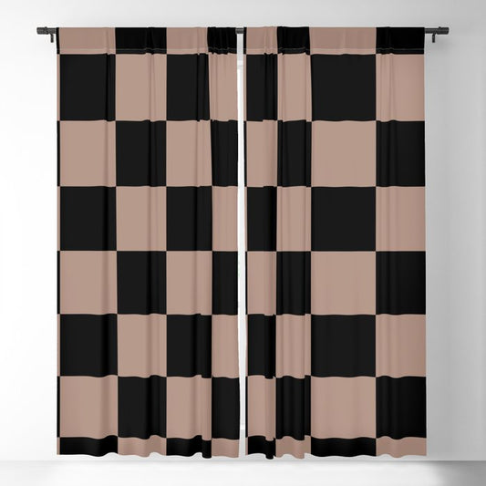 Mid-tone Brown Black Checkerboard Pattern Pairs 2023 COTY Redend Point SW 9081 Blackout Curtains