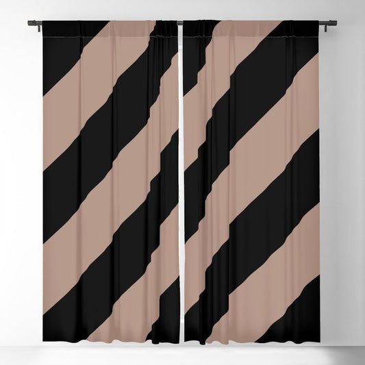 Mid-tone Brown Black Classic Diagonal Stripe Pattern Pairs 2023 COTY Redend Point SW 9081 Blackout Curtains