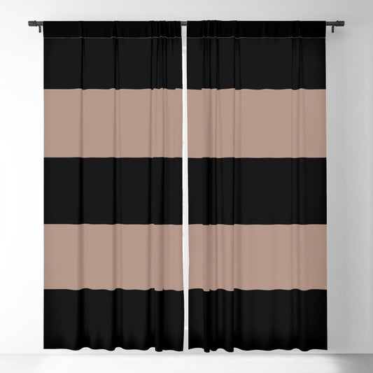 Mid-tone Brown Black Minimal Horizontal Stripe Pattern Pairs 2023 COTY Redend Point SW 9081 Blackout Curtains