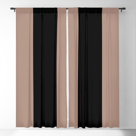 Mid-tone Brown Black Minimal Vertical Stripe Pattern Pairs 2023 COTY Redend Point SW 9081 Blackout Curtains
