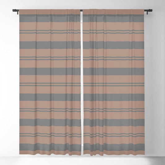 Mid-tone Brown Gray Stripe Horizontal Pattern Pairs 2023 COTY Redend Point SW 9081 Blackout Curtains