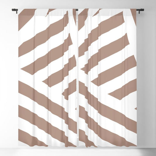 Mid-tone Brown White Abstract Stripe Pattern Pairs 2023 COTY Redend Point SW 9081 Blackout Curtains