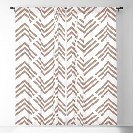 Mid-tone Brown White Chevron Rhombus Pattern Pairs 2023 COTY Redend Point SW 9081 Blackout Curtains