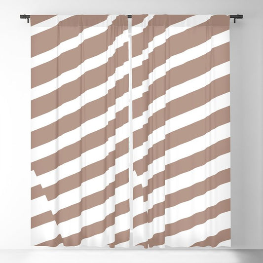 Mid-tone Brown White Diagonal Offset Stripe Pattern Pairs 2023 COTY Redend Point SW 9081 Blackout Curtains