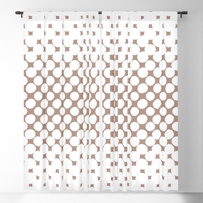 Mid-tone Brown White Halftone Abstract Polka Dot Pattern Pairs 2023 COTY Redend Point SW 9081 Blackout Curtains