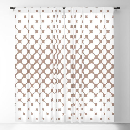 Mid-tone Brown White Halftone Abstract Polka Dot Pattern Pairs 2023 COTY Redend Point SW 9081 Blackout Curtains
