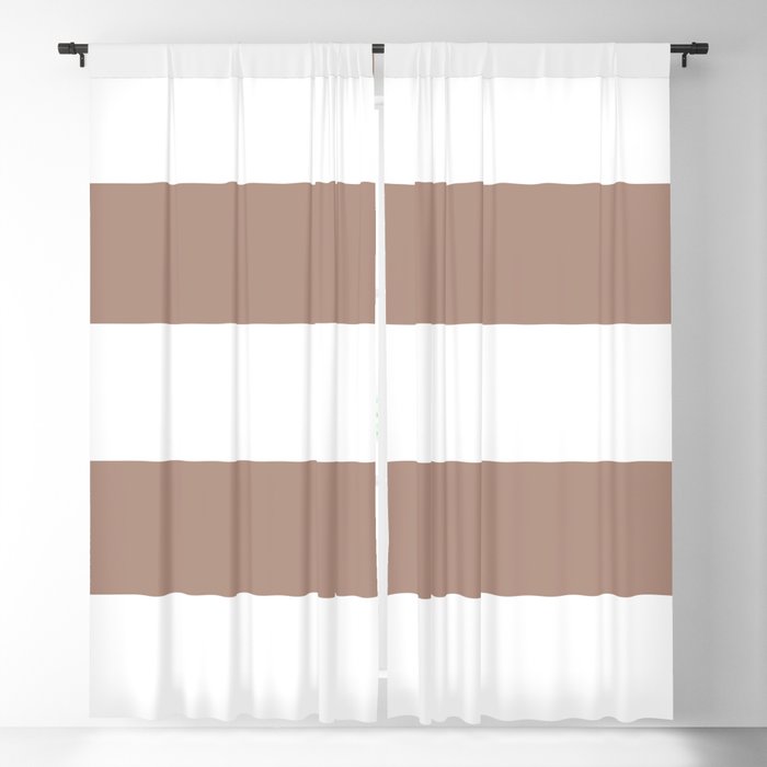 Mid-tone Brown White Minimal Horizontal Stripe Pattern Pairs 2023 COTY Redend Point SW 9081 Blackout Curtains