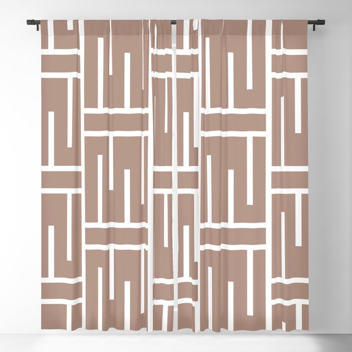 Mid-tone Brown White Minimal Line Art Pattern 3 Pairs 2023 COTY Redend Point SW 9081 Blackout Curtains