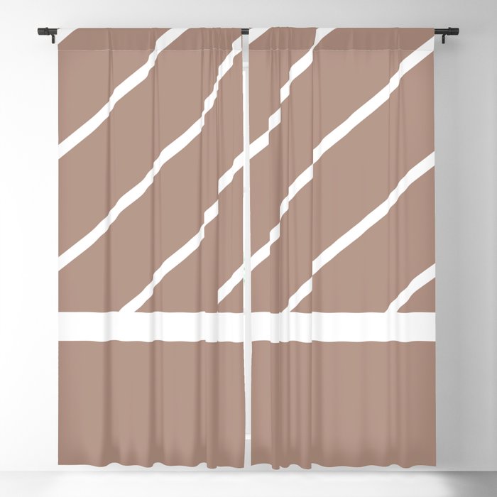 Mid-tone Brown White Minimal Modern Diagonal Stripe Pattern Pairs 2023 COTY Redend Point SW 9081 Blackout Curtains